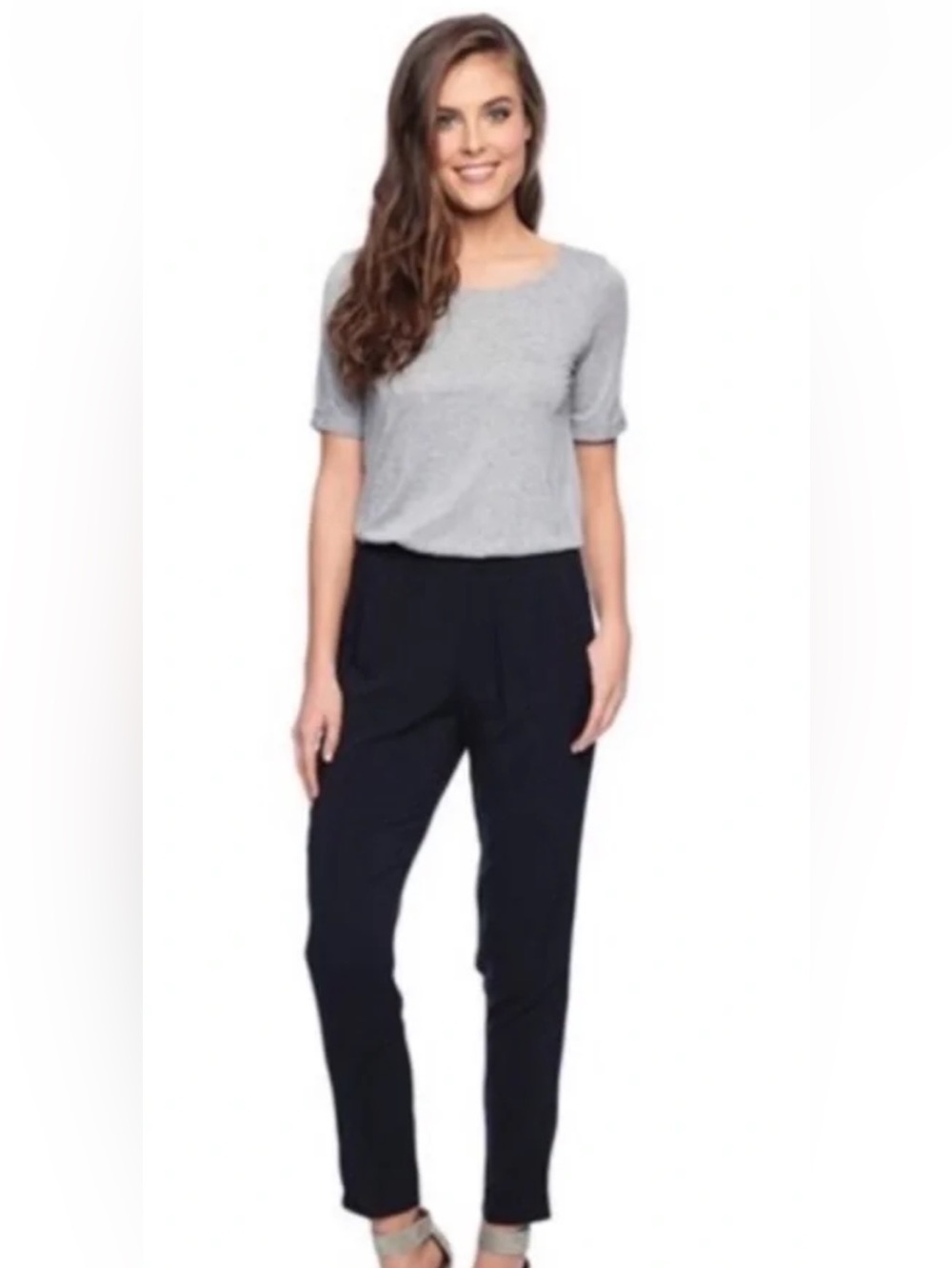Splendid NWT $178 Gray Black jumpsuit Size Small waist elastic